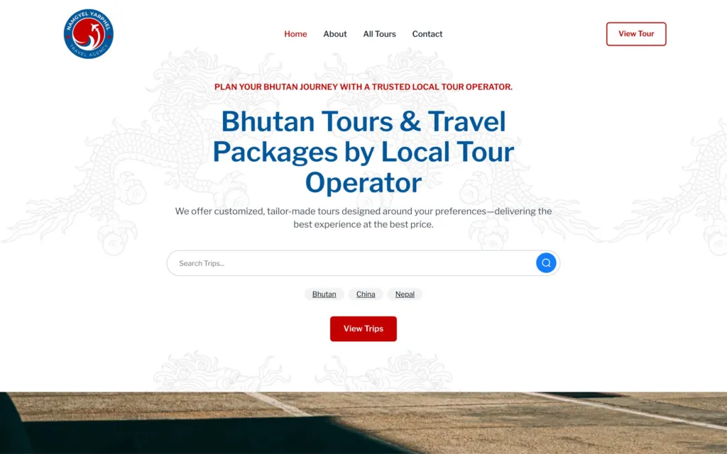 Namgyel Yarphel Adventure website homepage