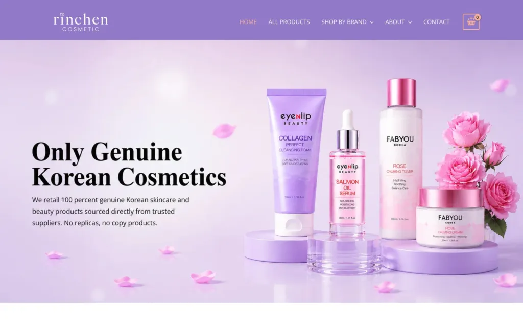 Rinchen Cosmetic website homepage